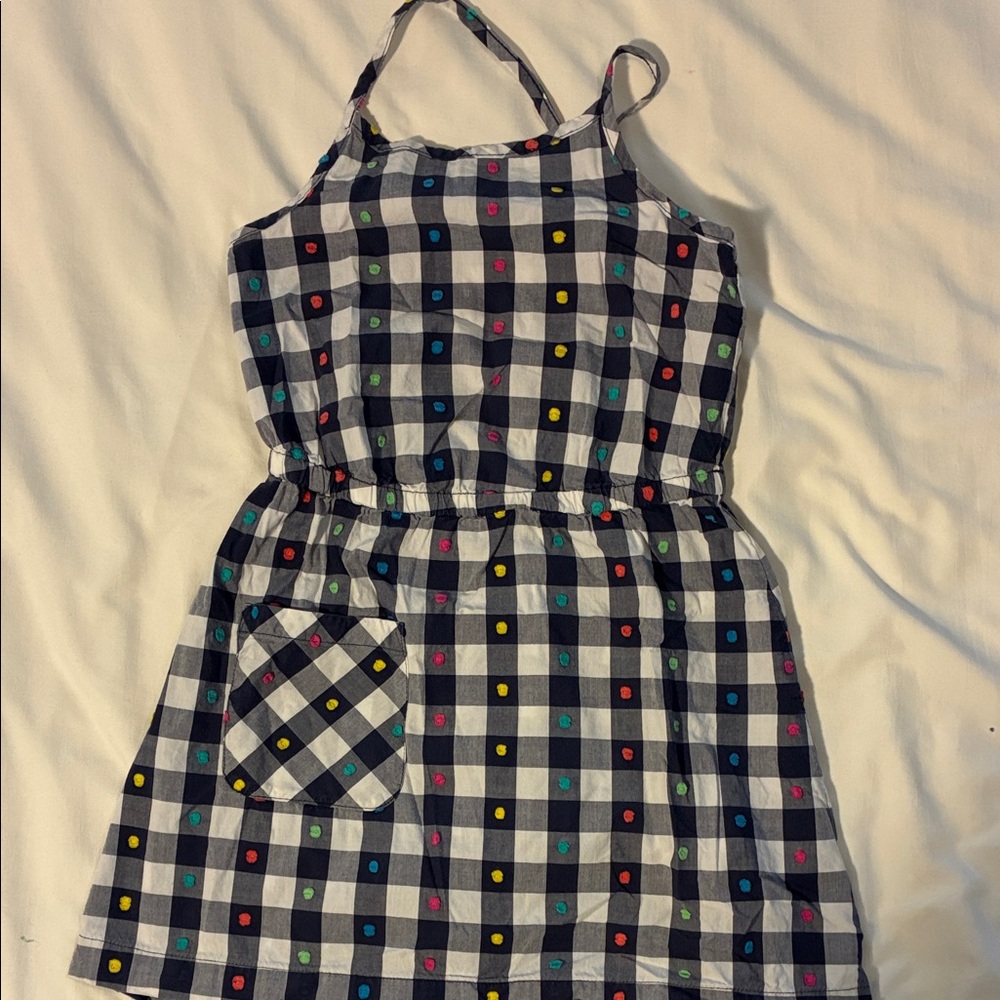 Hanna Andersson Black & White Gingham Dress with Colorful Dots